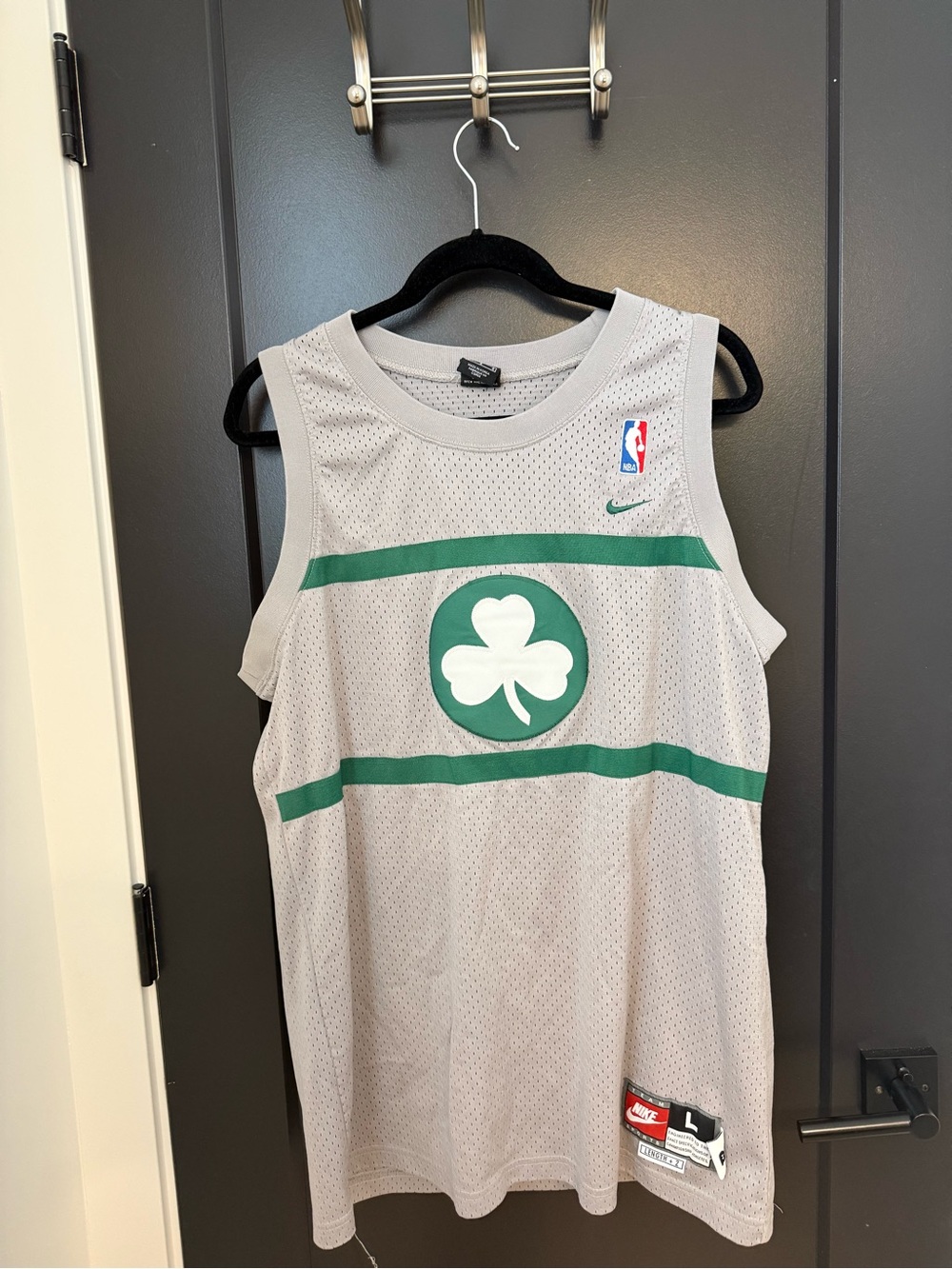 Nike Boston Celtics Pierce Grey & Green Basketball Jersey - Size Large